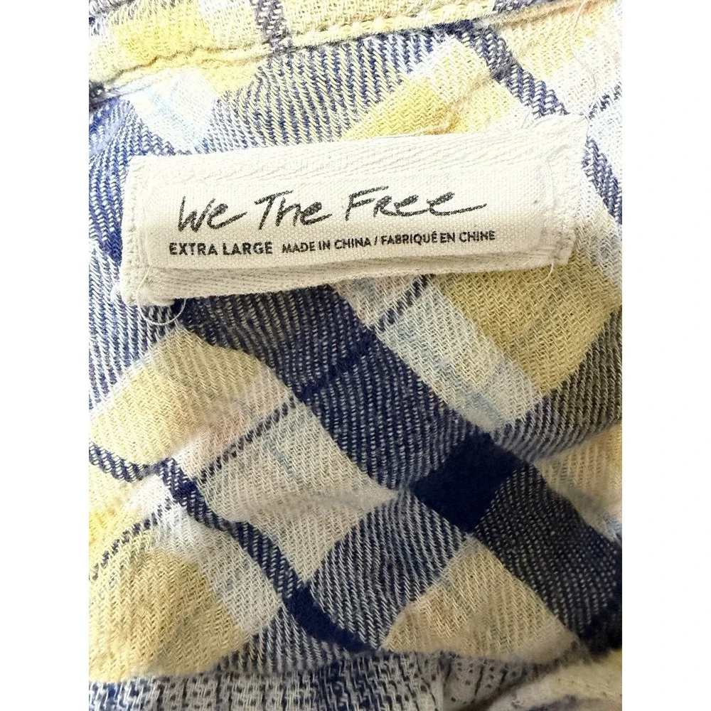 Free People We The Free Calico Basin Plaid Hooded Buttondown Jacket Size X-Large